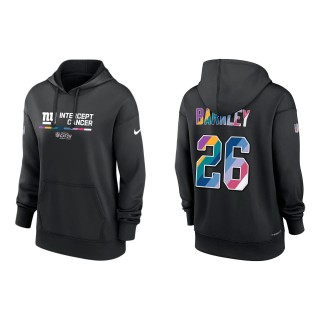 Women's Saquon Barkley New York Giants Black 2022 NFL Crucial Catch Therma Performance Pullover Hoodie