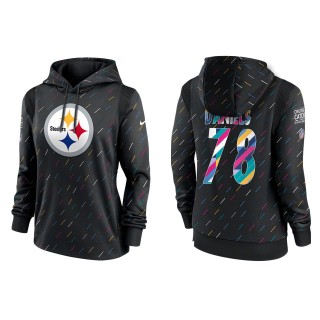 Women's Pittsburgh Steelers James Daniels Anthracite 2021 NFL Crucial Catch Therma Pullover Hoodie