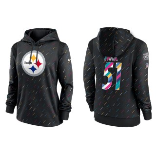 Women's Pittsburgh Steelers Myles Jack Anthracite 2021 NFL Crucial Catch Therma Pullover Hoodie