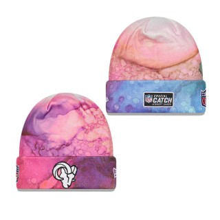 Youth Los Angeles Rams Pink 2022 NFL Crucial Catch Knit Hat