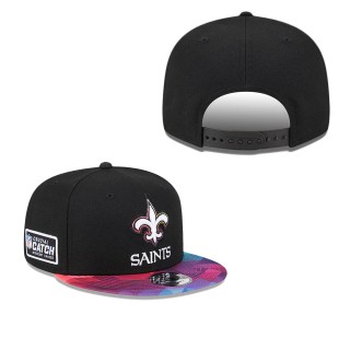 Youth New Orleans Saints Black 2023 NFL Crucial Catch Snapback Hat